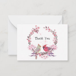 Twee kardinalen Dank u wel Notitiekaartje