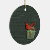 Twee kardinalen keramisch ornament (Rechts)