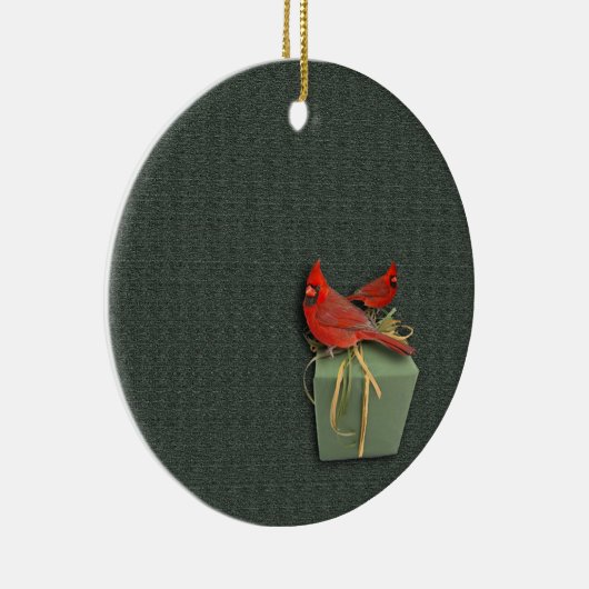 Twee kardinalen keramisch ornament (Rechts)