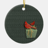 Twee kardinalen keramisch ornament (Voorkant)