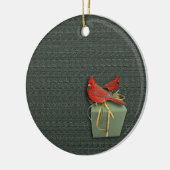 Twee kardinalen keramisch ornament (Links)