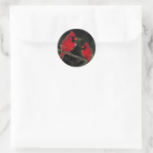 Twee kardinalen kerstvakantie ronde sticker (Tas)