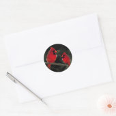 Twee kardinalen kerstvakantie ronde sticker (Envelop)