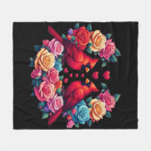 Twee kardinalen met kleurrijke Rozen en harten Fleece Deken (Voorkant (Horizontaal))