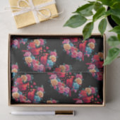 Twee kardinalen met kleurrijke Rozen en harten Tissuepapier (Geschenk)