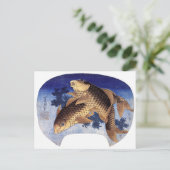 Twee karpers, Hokusai Briefkaart (Staand voorkant)
