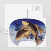Twee karpers, Hokusai Briefkaart (Voorkant / Achterkant)