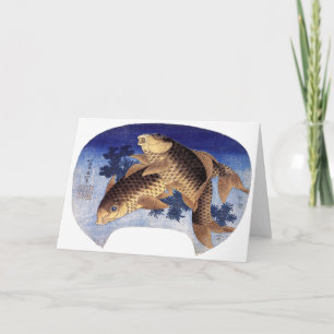 Twee karpers, Hokusai Kaart