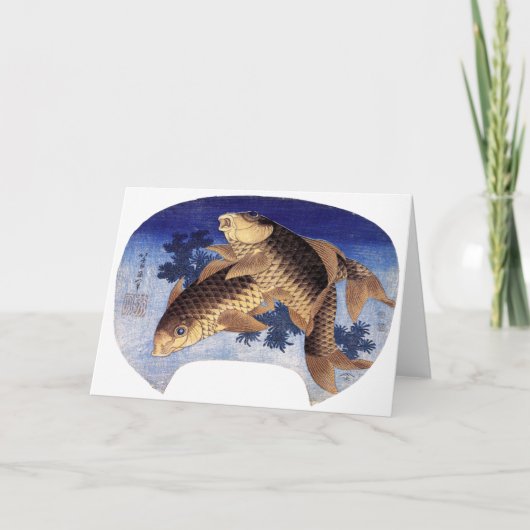 Twee karpers, Hokusai Kaart (Voorkant)