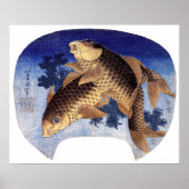 Twee karpers, Hokusai Poster (Voorkant)