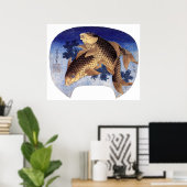 Twee karpers, Hokusai Poster (Thuiskantoor)