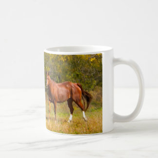 Twee kastanjepaarden in Herfst Koffiemok