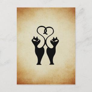 Twee kat Silhouette Briefkaart