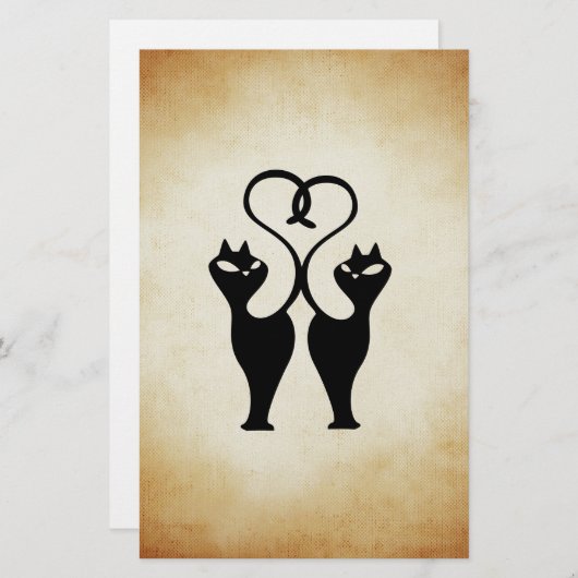 Twee kat Silhouette Briefpapier (Voorkant / Achterkant)