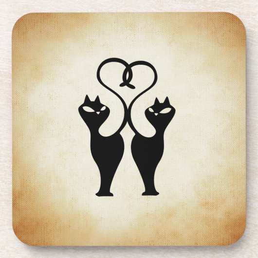 Twee kat Silhouette Drankjes Onderzetter (Voorkant)