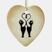 Twee kat Silhouette Keramisch Ornament (Rechts)