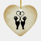 Twee kat Silhouette Keramisch Ornament (Voorkant)