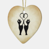 Twee kat Silhouette Keramisch Ornament (Links)