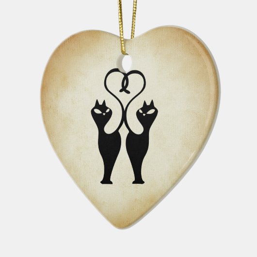 Twee kat Silhouette Keramisch Ornament (Links)