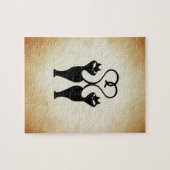 Twee kat Silhouette Legpuzzel (Horizontaal)