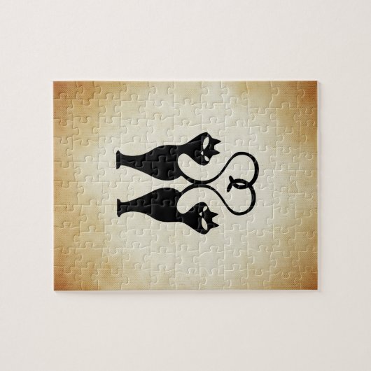 Twee kat Silhouette Legpuzzel (Horizontaal)