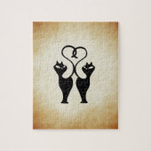 Twee kat Silhouette Legpuzzel (Verticaal)