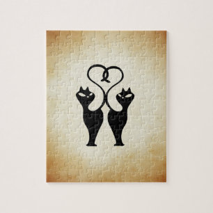 Twee kat Silhouette Legpuzzel