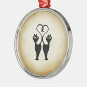 Twee kat Silhouette Metalen Ornament (Links)