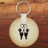 Twee kat Silhouette Sleutelhanger (Voorkant)