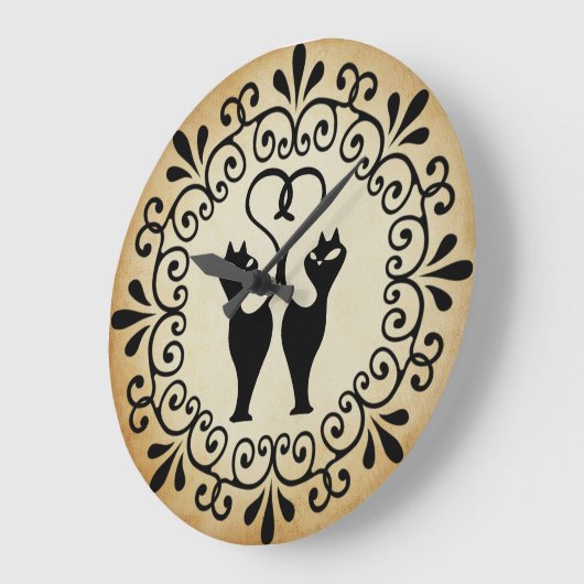 Twee kat Silhouette wandkast Grote Klok (Hoek)