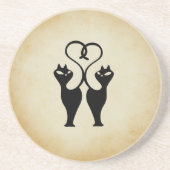 Twee kat Silhouette Zandsteen Onderzetter (Voorkant)