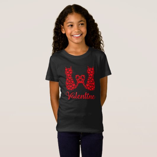 Twee kat valentijnsdag een hoop hartkat t-shirt (Voorkant volledig)
