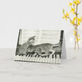 Twee katje het spelen op pianotoetsenbord, (B&W) Kaart (Gele Bloem)