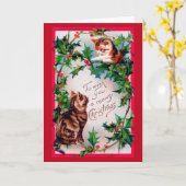 Twee katjes en Kersthulst Kaart (Gele Bloem)