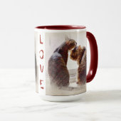 Twee kats maroon Two-tone Hot Beverage Mok (Voorkant rechts)