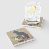 Twee katten, 1894 stenen onderzetter (Zijkant)