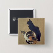Twee katten, 1894 vierkante button 5,1 cm (Voorkant /achterkant)