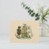 Twee katten bij de Piano Briefkaart (Staand voorkant)