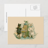 Twee katten bij de Piano Briefkaart (Voorkant / Achterkant)