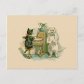 Twee katten bij de Piano Briefkaart (Voorkant)