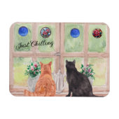 Twee Katten bij het Venster Schilderachtig Serene  Magneet (Horizontaal)