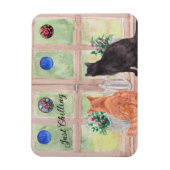 Twee Katten bij het Venster Schilderachtig Serene  Magneet (Verticaal)