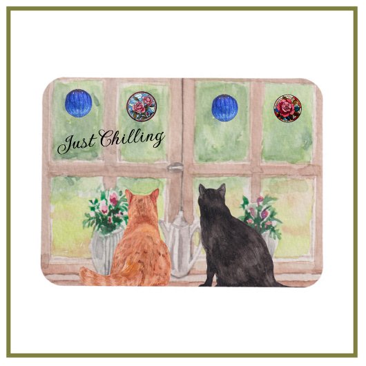 Twee Katten bij het Venster Schilderachtig Serene  Magneet