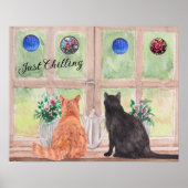 Twee Katten bij het Venster Schilderachtig Serene  Poster (Voorkant)