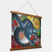 Twee katten, blauw en geel (1912) - Franz Marc Hangend Wandkleed (Gebogen)