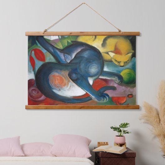 Twee katten, blauw en geel (1912) - Franz Marc Hangend Wandkleed (Slaapkamer)