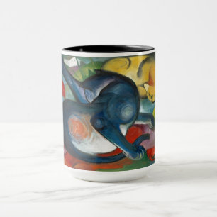 Twee katten, blauw en geel (1912) - Franz Marc Mok