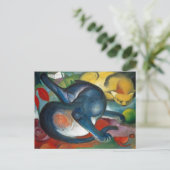 Twee katten, blauw en geel door Franz Marc (1912) Briefkaart (Staand voorkant)