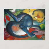 Twee katten, blauw en geel door Franz Marc (1912) Briefkaart (Voorkant)