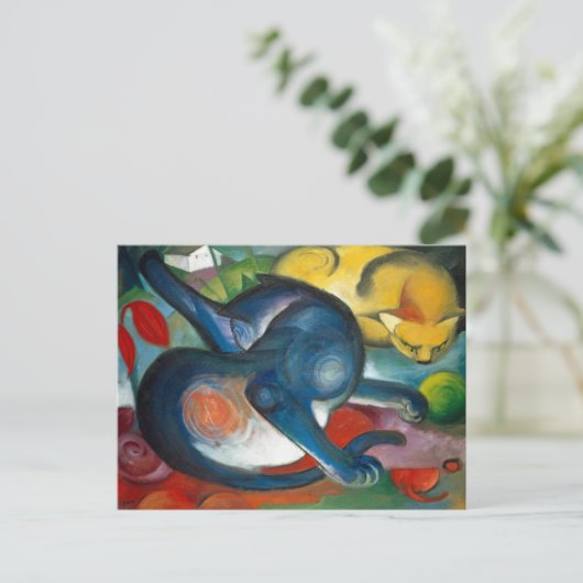 Twee katten, blauw en geel door Franz Marc - Kat A Briefkaart (Staand voorkant)